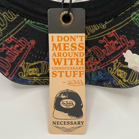 NWT New! VON DUTCH NEON LOGO BLACK TRUCKER HAT. OS. Streetwear Y2K Unisex - Picture 7 of 9